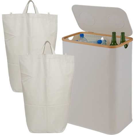 Contenedor de reciclaje de botellas con depósito, 2 secciones, 60-100 botellas