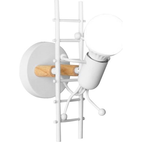 Dekorative schmiedeeiserne Wandlampe „Der kleine Mann, der die Treppe hinaufsteigt“ für ein Kinderzimmer oder einen Flur.