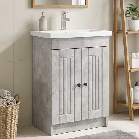 vidaXL Mobiletto da bagno sotto il lavello Grigio Cemento