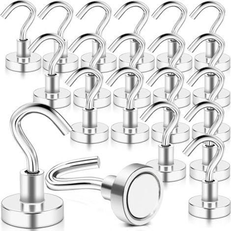 20PCS Magnetic Hooks 16mm Powerful Magnetic Hooks, Magnetic for Kitchen, Refrigerator, Ceiling, Bathroom, Towel, Garage - E16mm-20PCS (1/5)