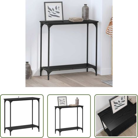 Wohnzimmer -  Konsolentisch mit Regal Schwarz Eichen-Optik 75 x 30.5 x 75 cm (1/5)