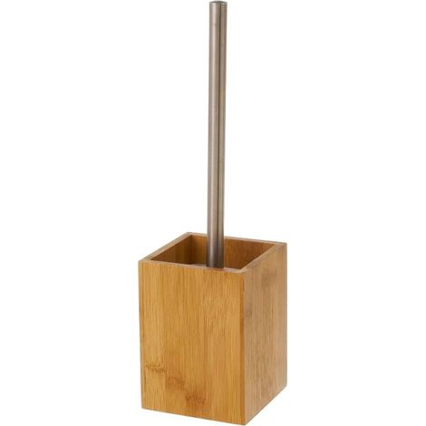 Brosse WC en bambou base carrée 10x10x36.5cm (1/3)