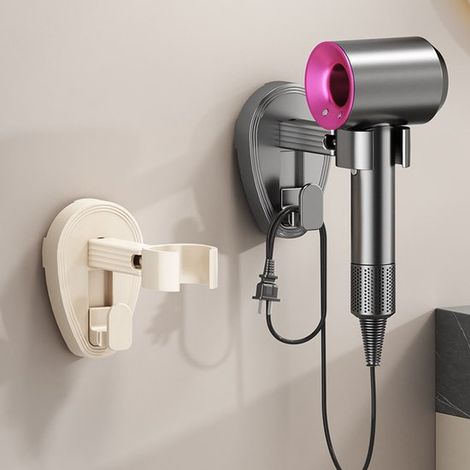 Soporte para secador de pelo (2 unidades),soporte para secador de pelo sin taladrar,soporte de pared para secador de pelo (1/5)