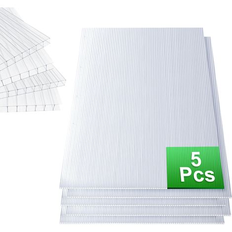 TolleTour 8 mm Doppelstegplatte Polycarbonat klar 121 x 60,5 cm, 5 Stück für Gewächshaus, Dach & Terrassenüberdachung (1/5)