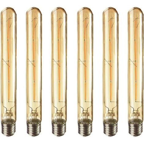 Paquet de 6, vis de base E27 rétro ampoule à filament LED Edison, ampoule à LED long tube en verre fumé T30 4W, 2700k (1/5)