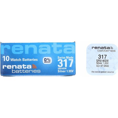 Renata 317 SR516 SW Pila Botón Óxido de Plata 1,55V
