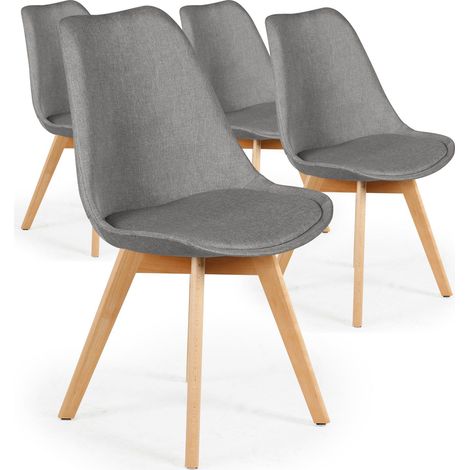Lot de 4 chaises scandinaves Conor tissu Gris