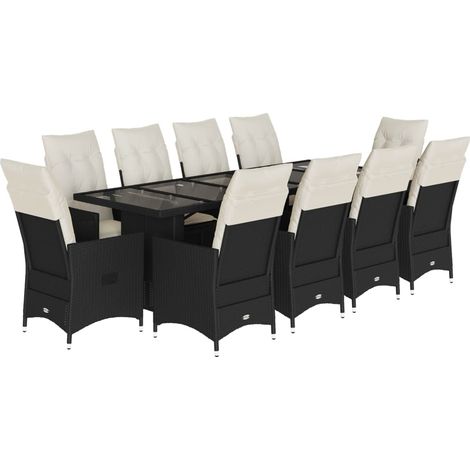 Maison Exclusive - Set de mesa y sillas de jardín 11 pzas y cojin (1/5)
