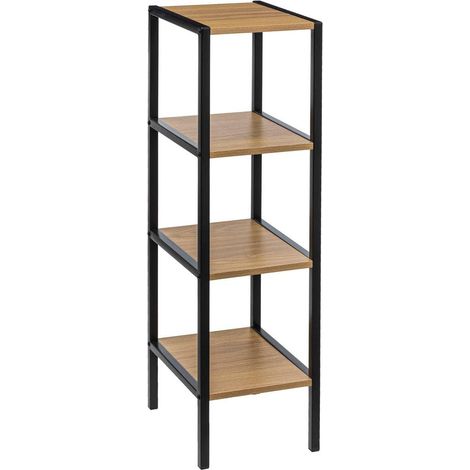 Étagère de Rangement 4 tablettes H 80 cm Noir et Naturel (1/2)