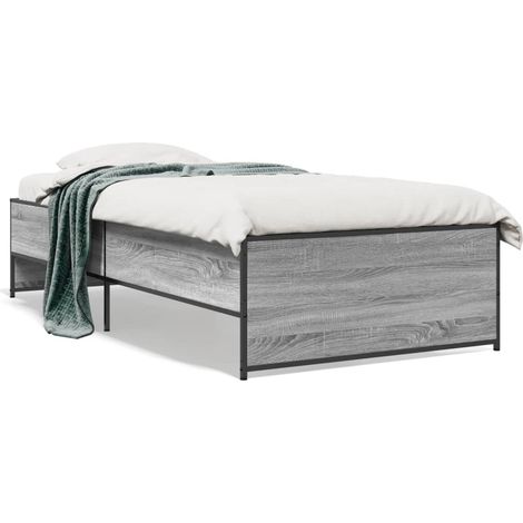 Maison Exclusive - Estructura cama madera ingeniería metal gris S