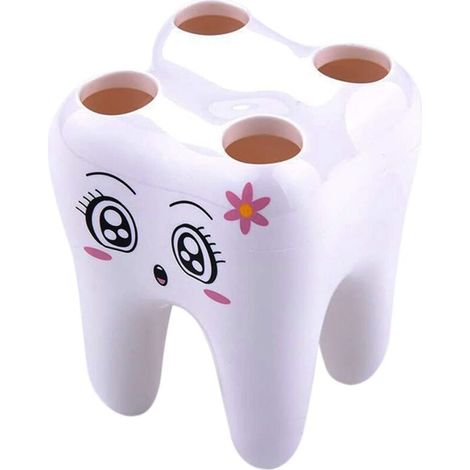 Portaspazzolino a forma di dente, contenitore per la casa, contenitore per detergenti viso, scatola per spazzolini (bianco) (1/5)