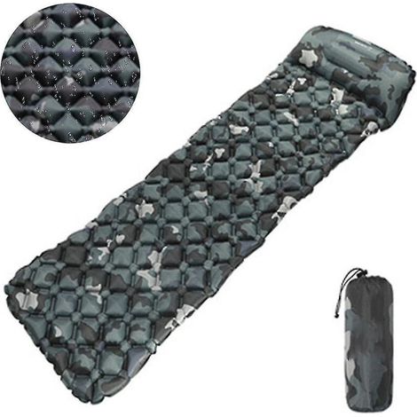 Matelas de sol ultraléger avec oreiller intégré, matelas de camping gonflable pour la randonnée (camouflage) (1/4)
