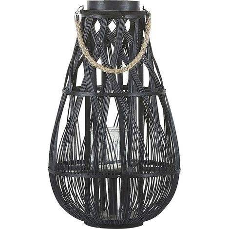 Laterne TONGA Bambusholz 56 cm Schwarz