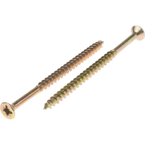 Rs Pro – Vis à bois 6mm – Tête fraisée 100mm – Acier jaune passivé – Lot de 25 unités – Vissage rapide en série