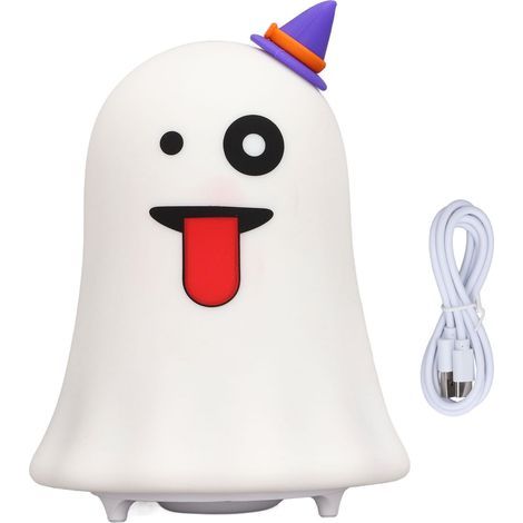 Cute LED ghost lamp, 7 colors, USB charger, made of silicone and ABS, for children's bedroom, Halloween (1/5)