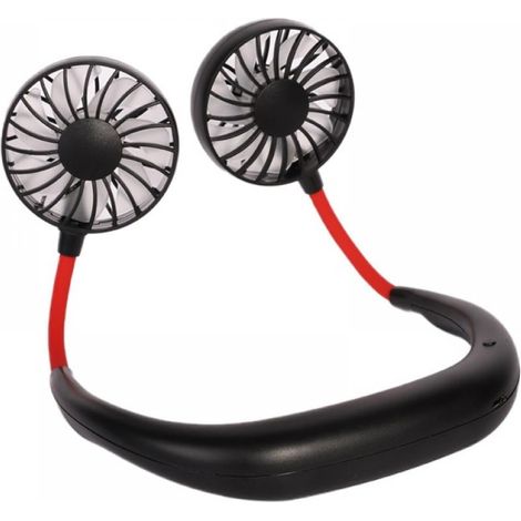 Ventilateur Portatif Col - Double Hélice Rotative 360° - 3 Vitesses Réglables - Batterie 1200 mAh - Pour Bureau Extérieur Voyage - 1 Pièce (1/5)