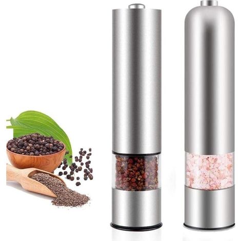 [NEVER USED] Electric Pepper Mill, Salt and Pepper Mill Set, Adjustable Automatic Spice Mills in Stainless Steel