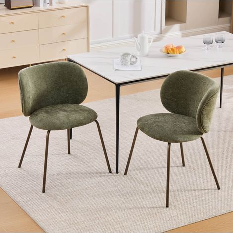 FloraGrace set di 2 sedie da pranzo 58x52x80 cm in tessuto ciniglia verde (1/5)