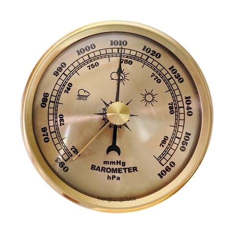 Baromètre analogique 70 mm - Instrument de station météorologique précis pour usage domestique, mesure de la pression atmosphérique (doré) (1/5)