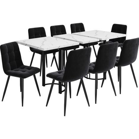 Conjunto de comedor extensible de 9 piezas para 8 personas, mesa 140-179,5 x 80 cm, HOMVRA (1/5)
