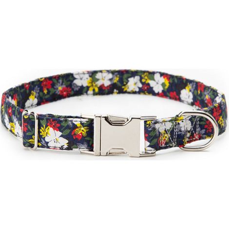 Collier Pour Chien - Polyester Haute Densité - Réglable 44 à 65 cm - Largeur 2,5 cm - Motif Fleur de Pâquerette ou Drapeau Américain - 1 Pièce (1/5)