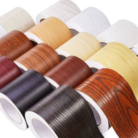 Frises autocollantes décoratives, bordure adhésive pour cuisine et salle de bains, bordure de papier peint murale, Palissandre Marron, dimensions 15 cm x 500 cm (1/5)