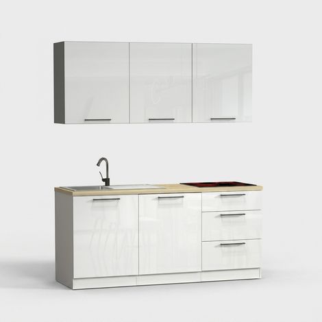 Cucina completa lineare moderna con lavello Arvok 180 - Bianco (1/5)