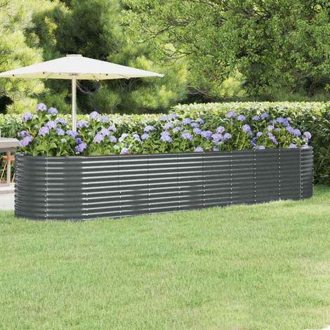 Lit surélevé de jardin-Jardinière surélevée-Bac de jardin surélevé Acier galvanisé Anthracite 415996 (1/5)