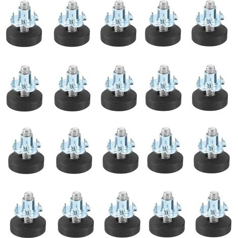 Lot de 20 pieds de meuble réglables – Avec vis de réglage M6 – Socle ajustable pour tables et armoires – Matériau PP antidérapant (1/5)