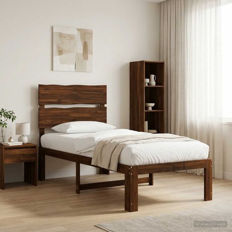 Letto Singolo con Testiera ROSTOCK Marrone Scuro 75 x 190 cm vidaXL (1/5)