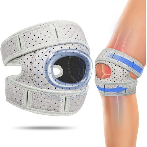 Genouillère de sport (lot de 2) pour hommes et femmes, genouillère de compression ajustable pour le soutien du tendon rotulien, idéale pour le basketball, l'escalade, le cyclisme et le fitness. (1/5)