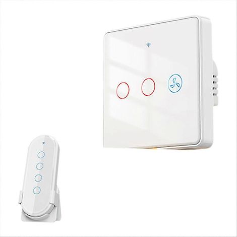 Intelligenter Lüfter- und Lichtschalter, 2-Wege, RF433-Fernbedienung, Wand-Touch-Schalter, Tuya Smart App, Sprachsteuerung, weiß (1/5)
