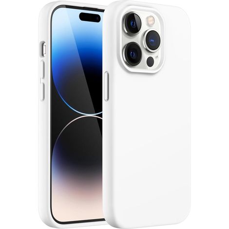 Handyhülle Silikon iPhone 14 Pro Stoßfest Mikrofaserfutter Weiß (1/5)