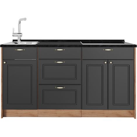 Cucine componibili piccole Fame-Line, Oro-antracite rustico, 150 cm, PL Antracite, Vicco (1/5)