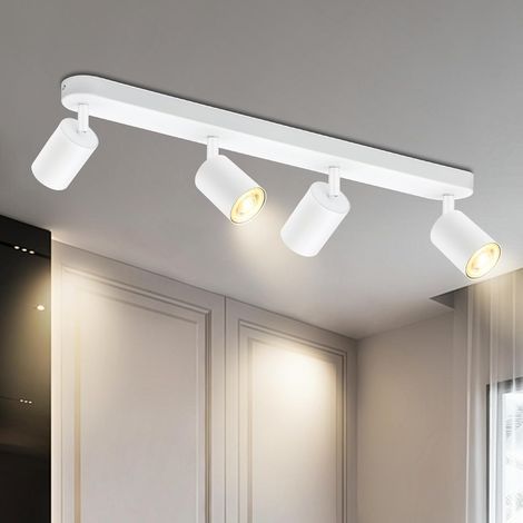 GU10 Ceiling Spotlight, White, 350° Adjustable, Aluminum, Indoor Kitchen/Living Room (1/5)