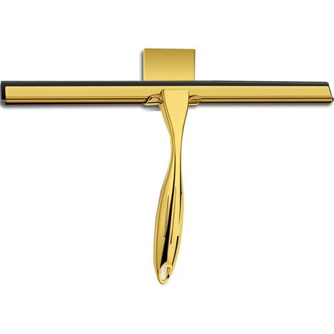 Escobilla de goma de acero inoxidable para cuartos de ducha, parabrisas de automóviles y cocinas, 10 pulgadas + ganchos adhesivos cuadrados, color dorado (1 unidad).