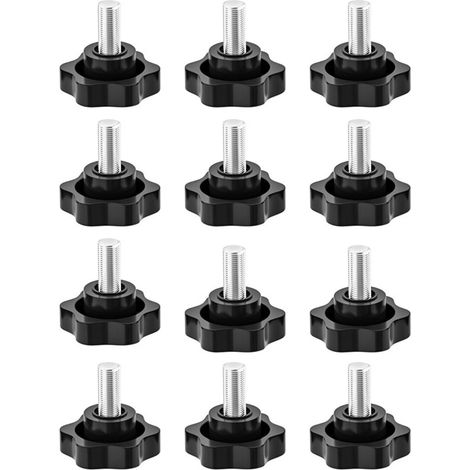 Lot de 12 vis à tête étoile - Avec bouton rotatif - Vis à tête étoilée - Écrou rotatif - M6 x 10 mm (1/5)