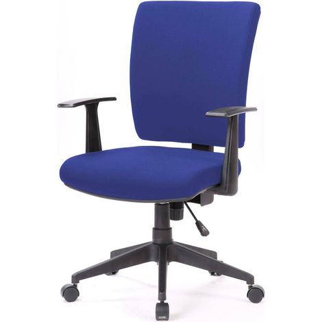 Dmora - Bürostuhl Dlom, Chefsessel mit Armlehnen, Ergonomischer Bürositz, 61x65h98/108 cm, Blau (1/4)