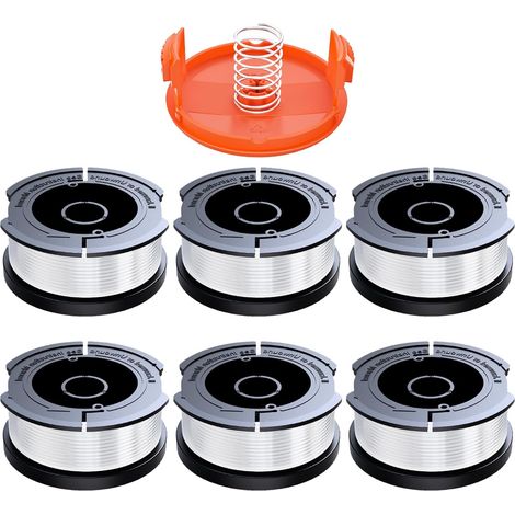 6 Pièces - Bobine Fil Coupe Bordure - Ressort Et Couvercle - Compatible Black Et Decker - Pour Jardinage Extérieur - Noir - 1,65mm X 10m
