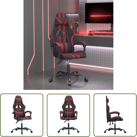 The Living Store Gaming-Stuhl Drehbar Schwarz und Weinrot Kunstleder - Gaming Stuhl - Gamer Chair - Bürostuhl - Schreibtischstuhl - Ergonomischer Stuhl (1/5)