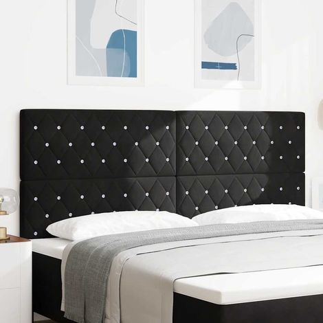 Tête de lit-Panneau de lit en Velours Argyle Noir 200 cm Velours 715939 (1/5)