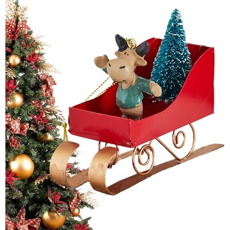 Décorations pour Sapin Décorations de Traîneau pour Sapin de Noël Pendentif En Fer Pour Intérieur Extérieur Maison Hiver Mur Porte Table Jardin (1/5)