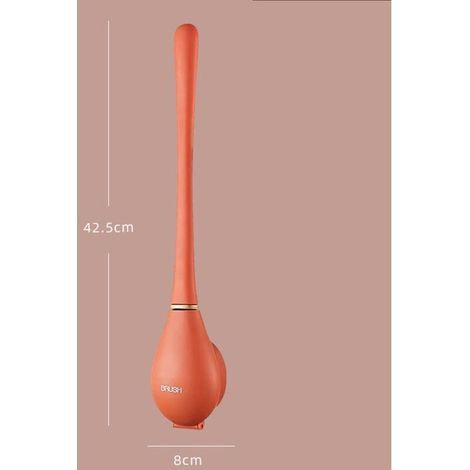 Scopa per WC, spazzola per pulizia profonda, in silicone, adatta per WC da bagno, da fissare a parete. (1/4)