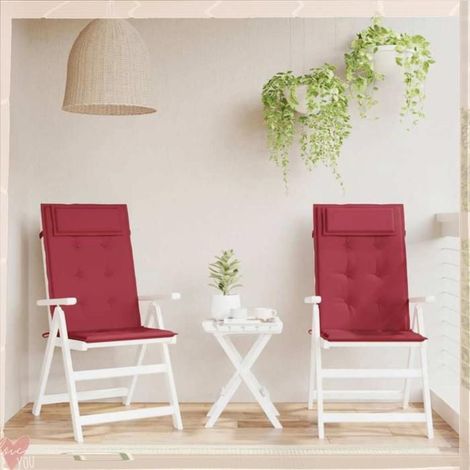 Coussins de chaise à dossier haut - VINGVO - 361901 - Rouge bordeaux - Lot de 2 - Fibre de mousse (1/5)