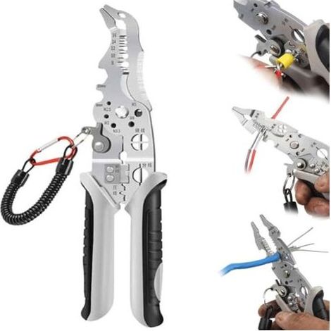 Abisolierzange, 12-in-1 Winkel-Abisolierzange, 19,1 cm Multifunktions-Abisolierzange, Elektriker-Handwerkzeug, Professionelles Werkzeug zum Abisolieren von Elektrokabeln (1/5)