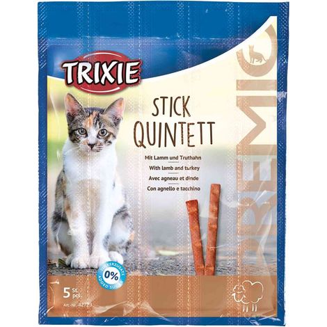 Bastoncini di agnello e tacchino Quintett Trixie PREMIO per gatti 25g (1/4)