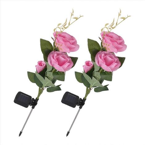 Lampe rose solaire, lampe florale artificielle à encastrer, lampe de jardin décorative, lampe de jardin extérieure étanche. (1/4)