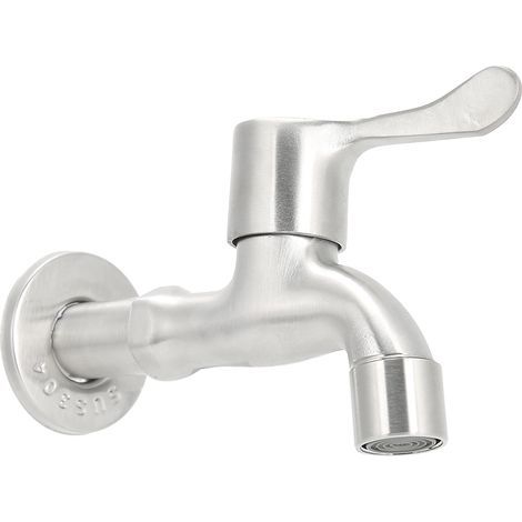 Einzelarmatur für Kaltwasser am Waschbecken aus Edelstahl, G1/2 Zoll, für Waschmaschine und Badezimmerarmatur (1/5)