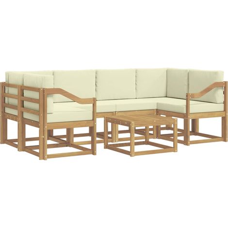 Set di divani da esterno con cuscino 7 pcs Bianco e Crema vidaXL