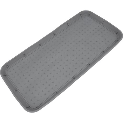 Vassoio porta scarpe in silicone con bordo antiscivolo, resistente, organizer per stivali per ingresso, uso interno ed esterno, grigio. (1/5)